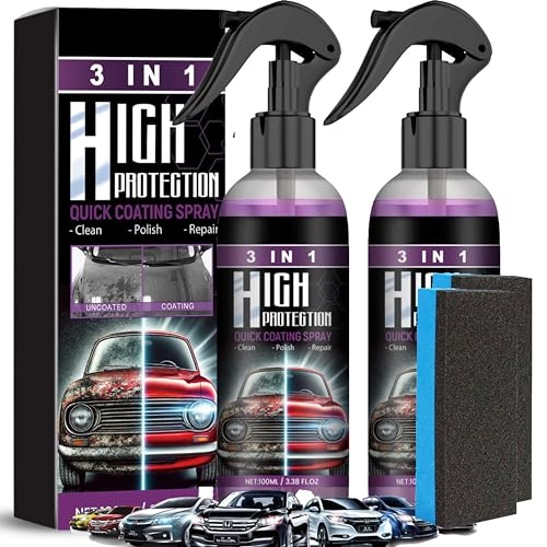 2025 Nano Spray,High Protection 3 in1 Spray,100ml Auto Kratzer Entferner,Hoher Schutz Schnelles Autobeschichtung Spray mit Schwamm,für Verschiedene Oberflächen,für Metall,Werkzeuge und Autos (2) von Generisch