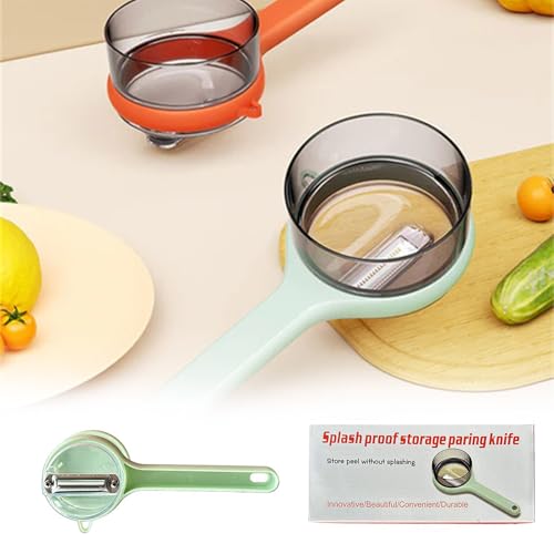 2025 New Vegetable Peeler, Peeling Knife with Storage Box, Double-Sided Stainless Steel Vegetable Peeler with Storage Bucket, Non-Slip Handle Swivel Vegetable Peeler for Fruit Vegetable (green) von Generisch
