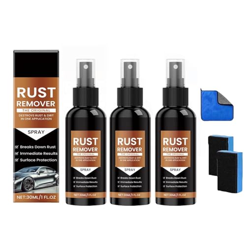 2025 Upgrade Rostentferner-Spray, Hochleistungs-Rostlöser für Metall, Autos, Werkzeuge & Ketten, Auto-Kratzer-Entferner, Eisenflecken-Reiniger, Anti-Rost-Spray für mehrere Oberflächen (30ml) (3) von Generisch