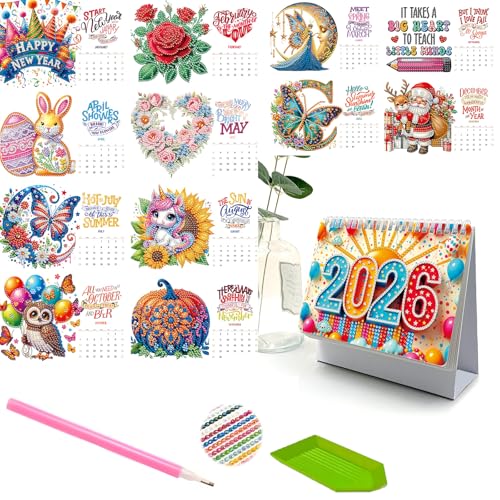 2026 DIY Diamond Art Desk Calendar, Creative Design Thick Paper Calendar, Art Painting, DIY Craft Gift (#3) von Generisch