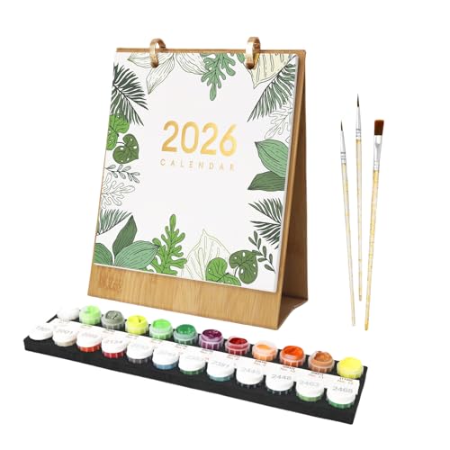 2026 Digitaler Malerkalender, Lustige Farbe Nach Zahlen Desk Kalender 2026, Kreativer Standtischplaner Mit Acrylfarbe Und Pinsel, Handbemalte Blumenplaner Organizer Für Zuhause von Generisch