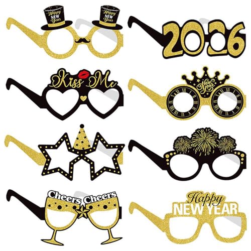 2026 Neujahrs-Papier gläser 6/12 Stück Festliche Silvester-Party gläser Spaß Foto Requisiten Party Eve Dekoration Universal größe 2026 Neujahrs-Papier gläser 6/12 Stück Festliche Silvester-Party gläser Spaß Foto Requisiten Party Eve Dekoration Universal größe von Generisch