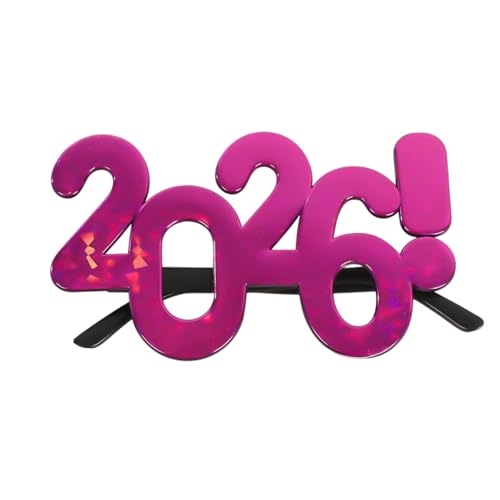 2026 Nummer Brillen, Happy New Year Brille, Glitzer Sonnenbrille Cosplay Prop Party Dekoration Lustige Brille von Generisch