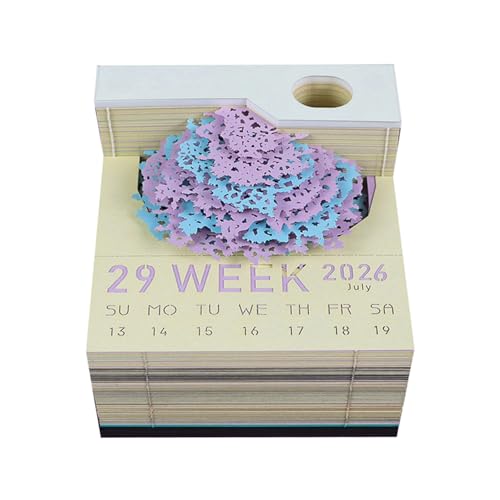 2026 Schreibtisch kalender mit LED-Licht 3D Abreißen Baumhaus Kalender Papier Schnitzerei Kunst Memo Pad Notizblock Geschenk für Weihnachten House warming Desktop Dekoration von Generisch