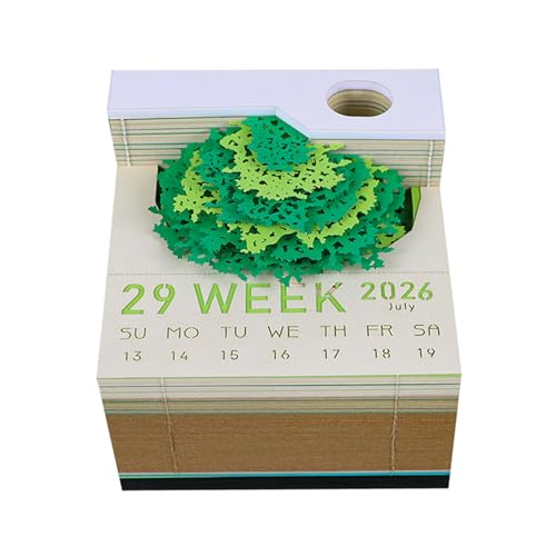 2026 Schreibtisch kalender mit LED-Licht 3D Abreißen Baumhaus Kalender Papier Schnitzerei Kunst Memo Pad Notizblock Geschenk für Weihnachten House warming Desktop Dekoration von Generisch