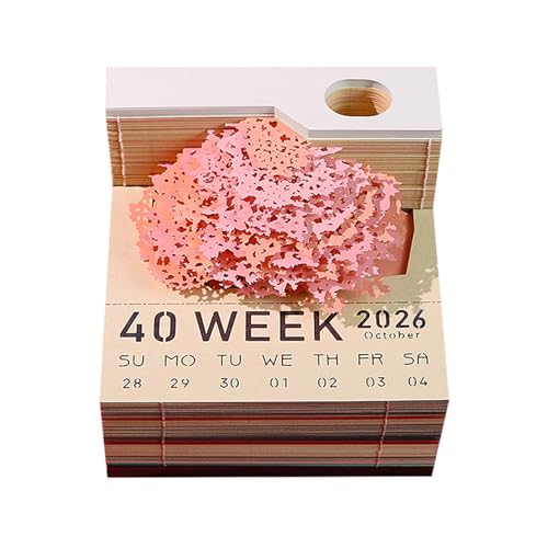 2026 Schreibtisch kalender mit LED-Licht 3D Abreißen Baumhaus Kalender Papier Schnitzerei Kunst Memo Pad Notizblock Geschenk für Weihnachten House warming Desktop Dekoration von Generisch
