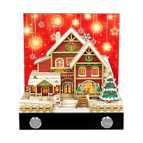 2026 Schreibtisch kalender mit LED-Licht Weihnachtsschnee-Haus-Skulptur 3D-Abreißkalender Papier Schnitzerei Kunst Memo Pad Notizblock Geschenk Weihnachts tag Heim Desktop Dekoration von Generisch