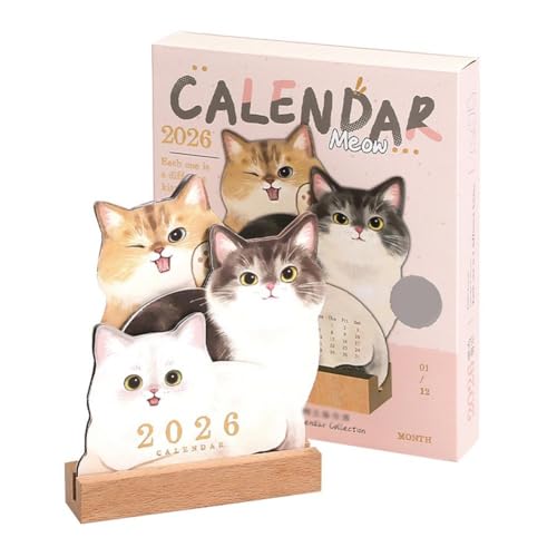 2026 Schreibtischkalender mit niedlichem Haustier-Katzen-Motiv, Flip-Mini-Kalender mit Holzsockel, multifunktionaler Planung, Monatsplaner und Notizblock, Geschenke für Haustier-Welpen 2026 Schreibtischkalender mit niedlichem Haustier-Katzen-Motiv, Flip-Mini-Kalender mit Holzsockel, multifunktionaler Planung, Monatsplaner und Notizblock, Geschenke für Haustier-Welpen von Generisch