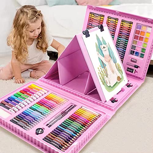 208-teiliges Kunstbedarf, Zeichenset für Kinder und Erwachsene, Kunst-Set mit doppelseitiger dreifach gefalteter Staffelei, Ölkreiden, Buntstifte 208-teiliges Kunstbedarf, Zeichenset für Kinder und Erwachsene, Kunst-Set mit doppelseitiger dreifach gefalteter Staffelei, Ölkreiden, Buntstifte von Generisch