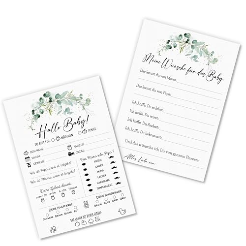 20x Eukalyptus Baby Tippkarten | Babyparty Spiel | Baby Ratespiel | Babyparty Ausfüllkarten | Wunschkarten | Babyshower Geschenk | Babytippkarten | DIN A5 | Karten zum Ausfüllen | Beidseitig bedruckt 20x Eukalyptus Baby Tippkarten | Babyparty Spiel | Baby Ratespiel | Babyparty Ausfüllkarten | Wunschkarten | Babyshower Geschenk | Babytippkarten | DIN A5 | Karten zum Ausfüllen | Beidseitig bedruckt von Generisch