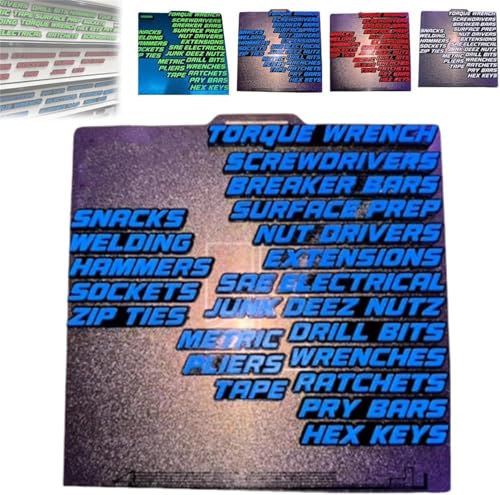 22 PCS Toolbox Drawer Tags - 3D Magnetic Tool Box Organizer Labels, Mini Reusable Toolbox Drawers Organization Labels Badge Stickers, Easy to Read Printing Fits All Steel Tool Box Drawers (Blue) von Generisch