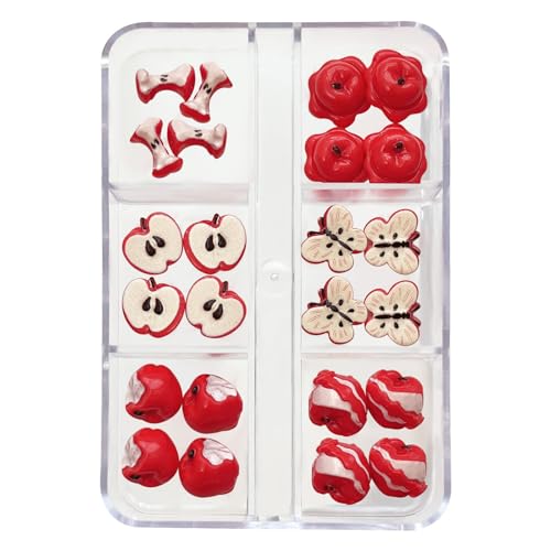 24 Stück/Box, kreative rote Kunstharz-Nagelanhänger, Obst-Design, Kunst, Maniküre, Schnitzvorlage von Generisch