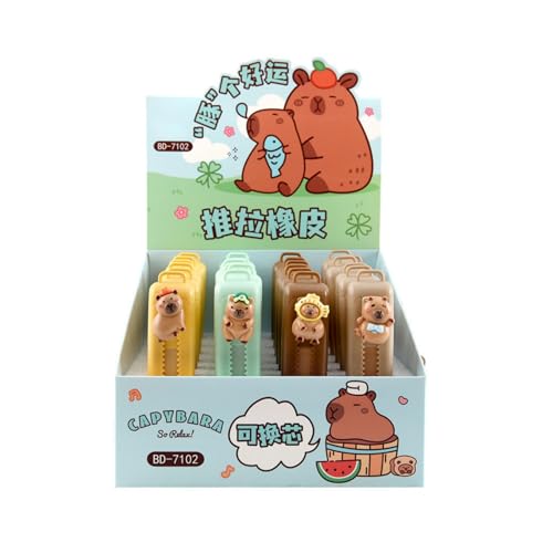 24 Stück Capybara Retractable Radiergummis - süße Windelstiftgummi |Cartoon Capybara Art Eraser, Push-Pull-Schule Radiergummi, niedliche Radiergummis für Kinder, Kinder süße Radiergummi Capybara Schul 24 Stück Capybara Retractable Radiergummis - süße Windelstiftgummi |Cartoon Capybara Art Eraser, Push-Pull-Schule Radiergummi, niedliche Radiergummis für Kinder, Kinder süße Radiergummi Capybara Schul von Generisch