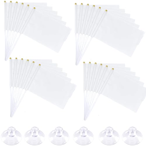 24 Stück Handgehaltene Mini-Flaggen, 14 x 21 cm Rein Weiße Fahne mit Saugnapf Blanko Banner zum Bemalen Flagge Selbst Gestalten für Sportveranstaltungen, Party Parade Feiern, Schule Dekoration 24 Stück Handgehaltene Mini-Flaggen, 14 x 21 cm Rein Weiße Fahne mit Saugnapf Blanko Banner zum Bemalen Flagge Selbst Gestalten für Sportveranstaltungen, Party Parade Feiern, Schule Dekoration von Generisch
