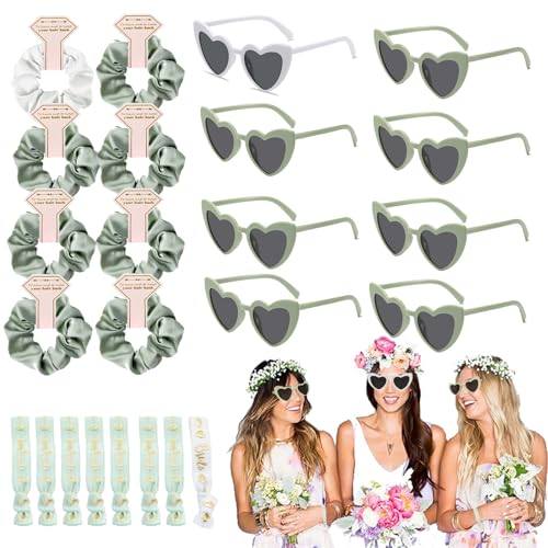 24 Stück JGA Brille Team Braut Haargummi Armbänder, Herz Sonnenbrille Bride Partybrille Set, 8 Herzförmige Brille+8 Bride Haargummi+8 Bride Armband, JGA Deko Accessoires für Junggesellinnenabschied 24 Stück JGA Brille Team Braut Haargummi Armbänder, Herz Sonnenbrille Bride Partybrille Set, 8 Herzförmige Brille+8 Bride Haargummi+8 Bride Armband, JGA Deko Accessoires für Junggesellinnenabschied von Generisch
