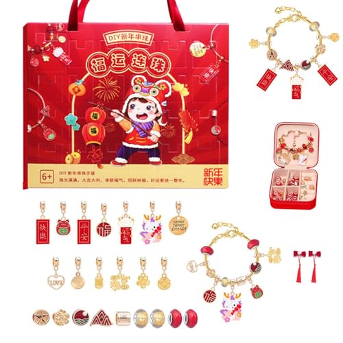 24-Tage-Adventskalender-Armband, Adventskalender 2024 | Drachenjahr-Armband-Schmuckherstellungsset - Die Herstellung Eines Modischen, Lustigen 24-Tage-Adventskalenders Mit Armbändern, Sich von Generisch