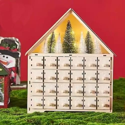 24 Tage Weihnachten Holz Adventskalender Holz Weihnachten Adventskalender Haus mit 24 Schubladen und LED-Lichtern Countdown-Kalender für Weihnachtsdekoration 2025, fertig zum Dekorieren | 24 Tage Weihnachten Holz Adventskalender Holz Weihnachten Adventskalender Haus mit 24 Schubladen und LED-Lichtern Countdown-Kalender für Weihnachtsdekoration 2025, fertig zum Dekorieren | von Generisch