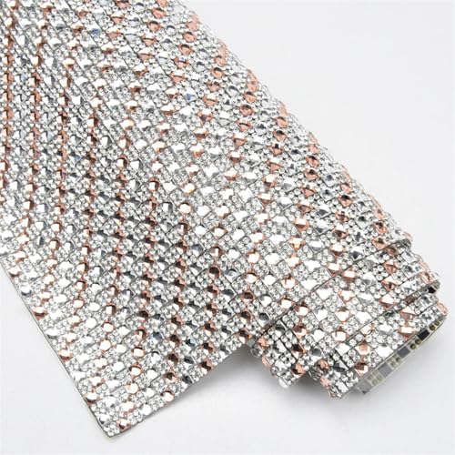 24 x 40 cm, selbstklebende Strass-Platte mit quadratischem Glas-Kristall-Mesh-Applikation, Banding-Rolle, Aufkleber für selbstgemachte Kleider, Taschen und Kleidungsstücke von Generisch