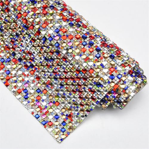 24 x 40 cm, selbstklebende Strass-Platte mit quadratischem Glas-Kristall-Mesh-Applikation, Banding-Rolle, Aufkleber für selbstgemachte Kleider, Taschen und Kleidungsstücke von Generisch