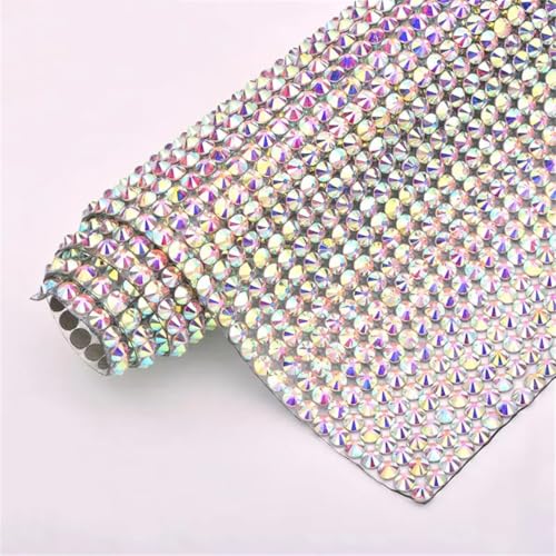 24 x 40 cm Glas-Strass-Netzstoff, Stofffolie, Kristall-AB-Strassband zum Aufbügeln, Hochzeitskleid und Kleidung von Generisch