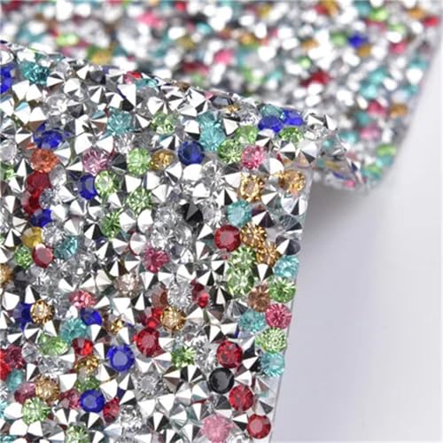 24 x 40 cm Harz-Strass-Kristall-Mesh-Blech, zum Aufbügeln oder selbstklebende Applikation für DIY-Kleid und Heimdekoration, Zierband von Generisch