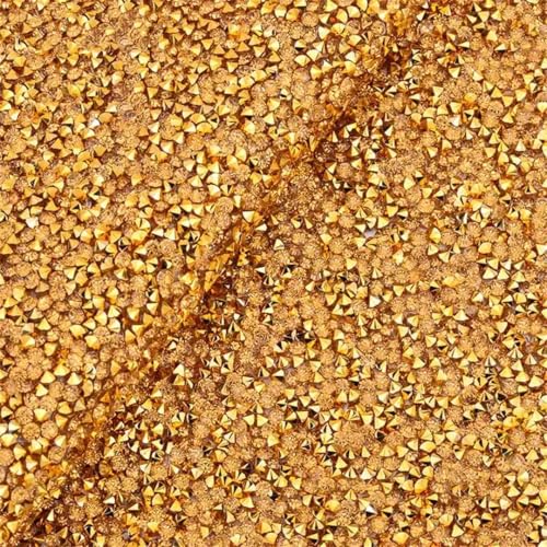 24 x 40 cm roségoldene selbstklebende Strass-Netzbesatz, Harz-Kristallperlen, Stoffblatt, Strassband, Applikation für DIY Handwerk und Kleidung von Generisch