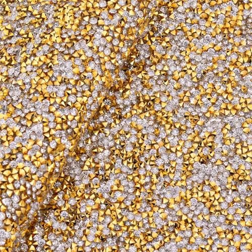 24 x 40 cm roségoldene selbstklebende Strass-Netzbesatz, Harz-Kristallperlen, Stoffblatt, Strassband, Applikation für DIY Handwerk und Kleidung von Generisch