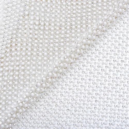 24 x 40 cm selbstklebende Perlenverzierung, Aufkleberbogen mit 8 mm quadratischen Perlen, Strasssteinen, Kristall-Netzstoff, Applikation zum Dekorieren von Kleidung und Bastelprojekten von Generisch