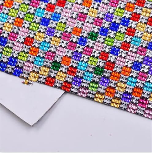 24 x 40 cm selbstklebende Strass-Stoff-Mesh-Bordüre mit 4 mm Harz-Kristallaufklebern, Strass-Applikationen, Band für DIY-Schmuck und Bastelarbeiten 24 x 40 cm selbstklebende Strass-Stoff-Mesh-Bordüre mit 4 mm Harz-Kristallaufklebern, Strass-Applikationen, Band für DIY-Schmuck und Bastelarbeiten von Generisch