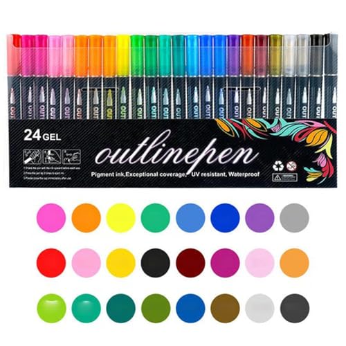 24 x funkelnder zweizeiliger Stift, Mal-Lichtstab, Graffiti-Stift, Coloring-Lichtstab, Graffiti-Textmarker, Malerei, Graffiti-Stift, Doppel-Linien-Marker, Glitzer-Gel-Konturenstift-Set 24 x funkelnder zweizeiliger Stift, Mal-Lichtstab, Graffiti-Stift, Coloring-Lichtstab, Graffiti-Textmarker, Malerei, Graffiti-Stift, Doppel-Linien-Marker, Glitzer-Gel-Konturenstift-Set von Generisch