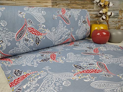 240cm Breit Meterware ab 50cm Patchwork Popeline Baumwolle Stoff Baumwollstoff Bastelstoff Stoffe Patch Motiven Bastelstoff Blumen ÖKO-TEX VP0R005 (Blau) von Generisch