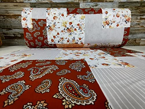 240cm Breit Meterware ab 50cm Patchwork Popeline Baumwolle Stoff Baumwollstoff Weihnachten Stoffe Patch Motiven Bastelstoff Blumen ÖKO-TEX BW067 (Rot) von Generisch