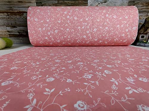 240cm Breit Meterware ab 50cm Patchwork Popeline Baumwolle Stoff Baumwollstoff Weihnachten Stoffe Patch Motiven Bastelstoff Blumen ÖKO-TEX BW068 (Weiß/Rosa) von Generisch