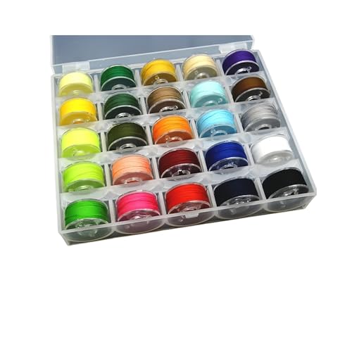 25/36 Farben Set Unterfaden Polyestergarnspulen Nähmaschinenspulen mit Aufbewahrungsbox, for Sticknähzubehör(Colorful 25Pcs) von Generisch