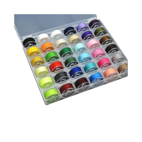 25/36 Farben Set Unterfaden Polyestergarnspulen Nähmaschinenspulen mit Aufbewahrungsbox, for Sticknähzubehör(Colorful 36Pcs) von Generisch
