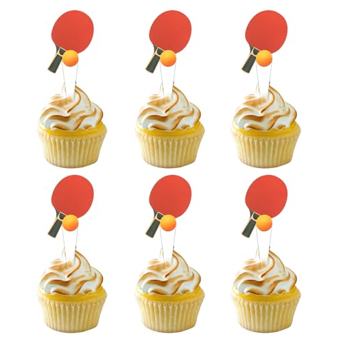 25 Stück Doppelseitiges Ping-Pong Cupcake Topper Ping-Pong Sport Kuchen Dekoration Sport Themed Party Dekoration Tischtennis Periphere Aktivitäten Dekorationn von Generisch