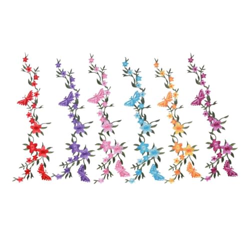 26,4 cm lange florale Aufnäher zum Aufbügeln mit Schmetterling in Blume, bestickte Flicken zum Aufnähen für Kleidung, Boho-Blumenmuster 26,4 cm lange florale Aufnäher zum Aufbügeln mit Schmetterling in Blume, bestickte Flicken zum Aufnähen für Kleidung, Boho-Blumenmuster von Generisch