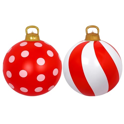 2Pcs Aufblasbarer Weihnachtsball, 24 Zoll Großer, Weihnachtlich Dekorierter Ball, Wasserdichte PVC-Bälle, Große Weihnachtsbälle Für Außenbereich, Aufblasbare Kugeln, Ornamente Für Gartenparty Zu Hause von Generisch