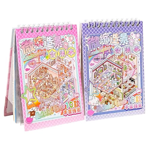 2pack Miniature Scene Sticker Book,Cartoon Scene Stickers,3D Cartoon Scenery Stick Art,Cute Waterproof Stickers,Miniature Simulated Cabin Scene,Cute Scenery Decal von Generisch
