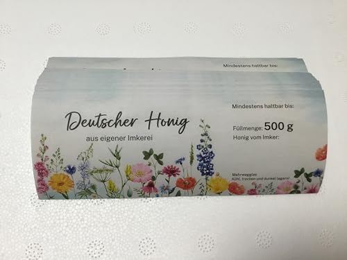 2x100 Etiketten " bunte Blumen " f. 500 g Glas naßklebend Honiggläser Imker Honigglasetiketten Honigetiketten von Generisch