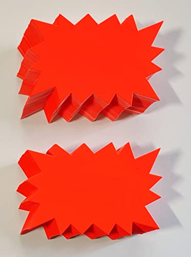 2x50 Rechteck - Sterne - Sortiment 7,5 x 10,5 cm Preisschilder aus Neon - rot Karton leuchtrot 380g/qm Preisauszeichnung deko von Generisch