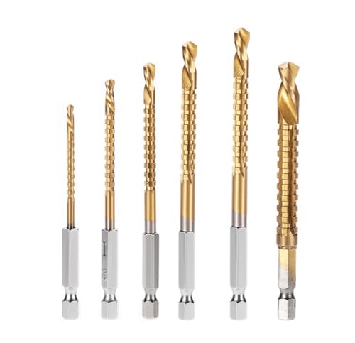 3/6 Stücke HSS Sechskantschaft Spiralbohrer Gezackten Einstechen Gewindebohrer Spiralsäge Holz Metall Kunststoff Lochsäge Titan Bohrer(3pcs 6.5mm) von Generisch