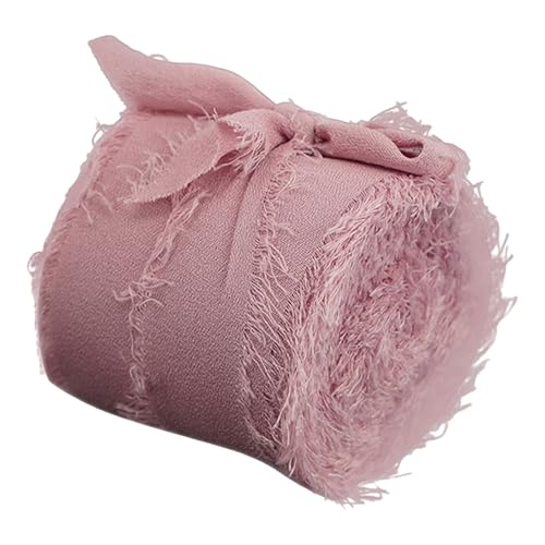 3,8 cmx5 Yard reißen rohe Kante Geschenk Ornament Stoff B and, Handgemachtes Chiffonband mit Fransen, rustikales Geschenkband für Hochzeitseinladungen, Blumensträuße (A, One Size) von Generisch