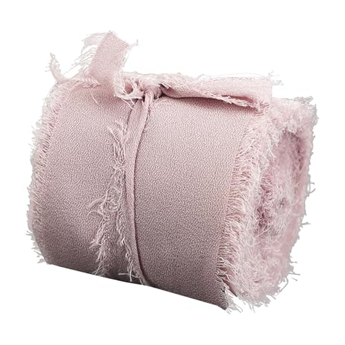 3,8 cmx5 Yard reißen rohe Kante Geschenk Ornament Stoff B and, Handgemachtes Chiffonband mit Fransen, rustikales Geschenkband für Hochzeitseinladungen, Blumensträuße (B, One Size) von Generisch