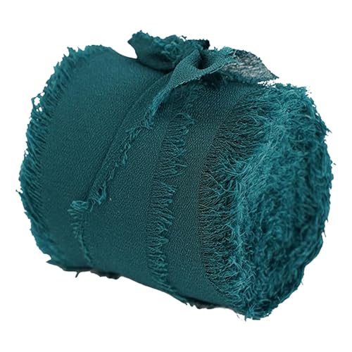 3,8 cmx5 Yard reißen rohe Kante Geschenk Ornament Stoff B and, Handgemachtes Chiffonband mit Fransen, rustikales Geschenkband für Hochzeitseinladungen, Blumensträuße (C, One Size) von Generisch