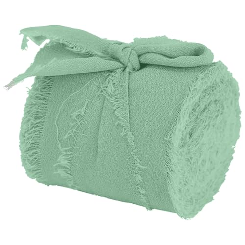 3,8 cmx5 Yard reißen rohe Kante Geschenk Ornament Stoff B and, Handgemachtes Chiffonband mit Fransen, rustikales Geschenkband für Hochzeitseinladungen, Blumensträuße (D, One Size) von Generisch