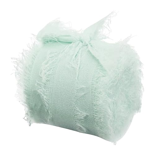 3,8 cmx5 Yard reißen rohe Kante Geschenk Ornament Stoff B and, Handgemachtes Chiffonband mit Fransen, rustikales Geschenkband für Hochzeitseinladungen, Blumensträuße (E, One Size) von Generisch