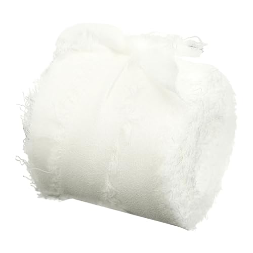 3,8 cmx5 Yard reißen rohe Kante Geschenk Ornament Stoff B and, Handgemachtes Chiffonband mit Fransen, rustikales Geschenkband für Hochzeitseinladungen, Blumensträuße (F, One Size) von Generisch