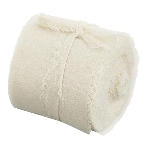 3,8 cmx5 Yard reißen rohe Kante Geschenk Ornament Stoff B and, Handgemachtes Chiffonband mit Fransen, rustikales Geschenkband für Hochzeitseinladungen, Blumensträuße (G, One Size) von Generisch
