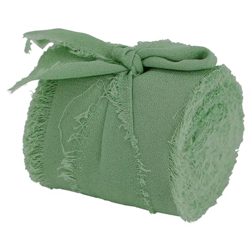3,8 cmx5 Yard reißen rohe Kante Geschenk Ornament Stoff B and, Handgemachtes Chiffonband mit Fransen, rustikales Geschenkband für Hochzeitseinladungen, Blumensträuße (H, One Size) von Generisch